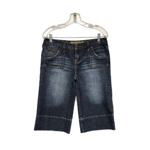 Hint Jeans Distressed Hem & Pockets Wipe Leg Cropped Capris Size 9